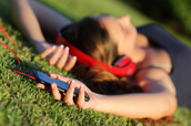 Using a sleep app in the park (Shutterstock)