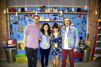 SoulPancake's core staff (left to right): Rainn Wilson, Shabnam Mogharabi, Golriz Lucina, and Devon Gundry