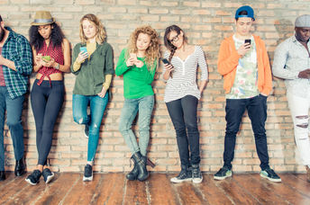 People connecting with their phones