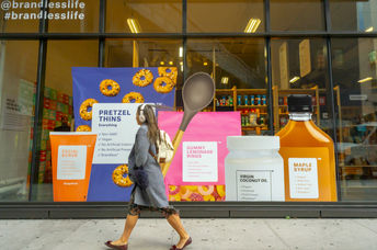 A selection of Brandless products are shown on a table