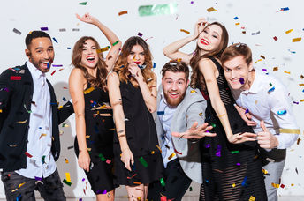 co-workers in a group celebrating