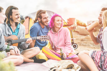 Group of friends play music