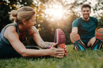 Enjoying exercising in a park.