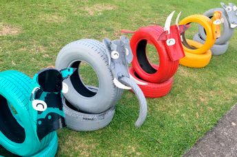 Indian playground made from recycled tires