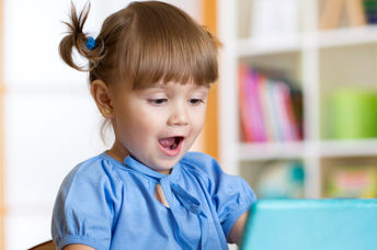 Kid using an educational app.