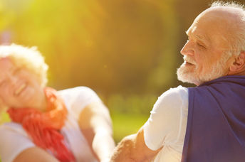 Older couple dancing.