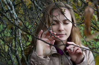 Listening to the sounds of the forest.