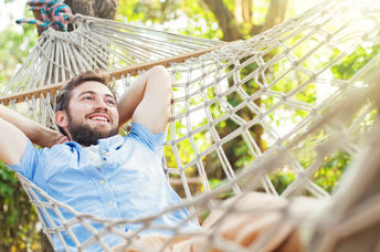 Relaxing in a hammock after a long day.