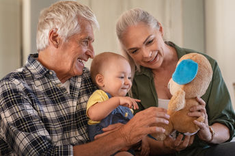Grandparents taking care of their grandbaby.