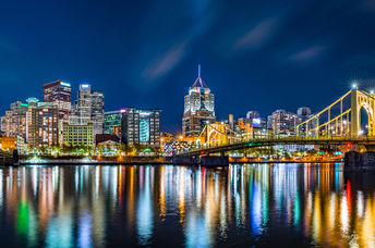 Pittsburgh skyline at night.