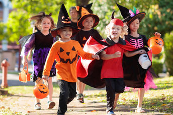 Kids on Halloween.