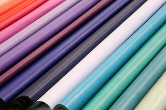 Multicolored faux leather.