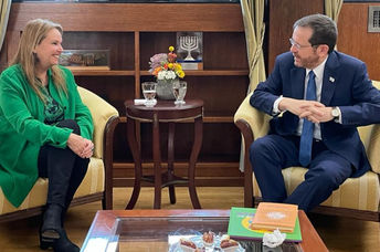 Shari Arison, who initiated Good Deeds Day 16 years ago, meeting  with the President of Israel, Isaac Herzog