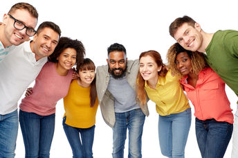 International group of happy, smiling people.