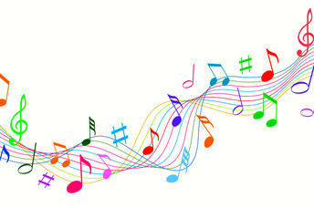 Colorful musical notes expressing the joy of music.