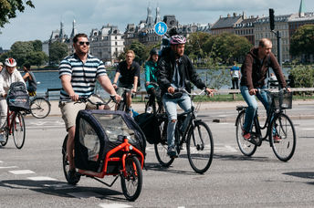 Healthy exercise riding bicycles in Copenhagen, Denmark.