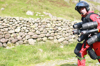 Andy Mawson wearing the jetpack.