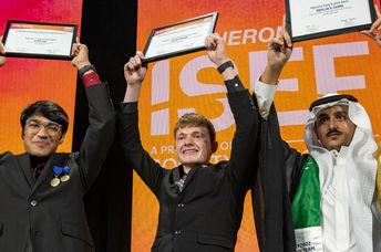 First place Regeneron winner Robert Sansone is in the center.