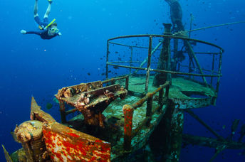 Diver exploring under the sea