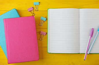 Colorful notebooks.