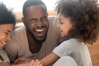 happy family laughing