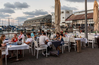 Cafes at the Tel Aviv port.