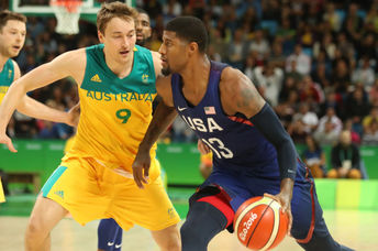 Paul George playing for Team USA at the Olympic Games.