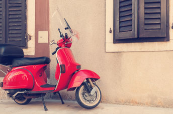 Red motorcycle.