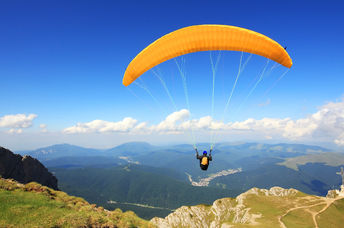Paragliding in the sky.