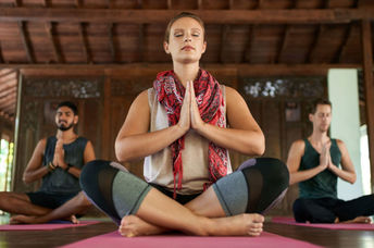 Silent meditation at a spiritual retreat.