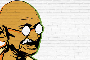 A painting of Mahatma Gandhi.