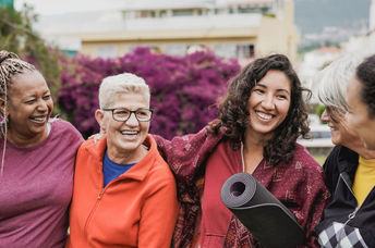 A mixed-age group of friends.