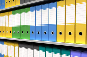 Colorful binders.