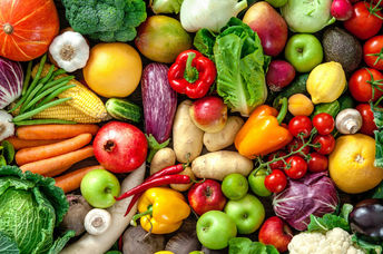 A variety of vegetables and fruits.