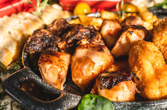 Close up on a plate of food.