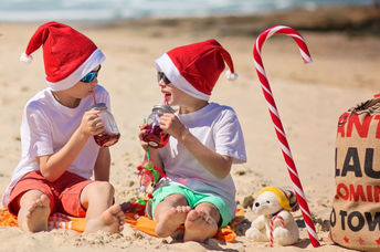 Celebrating Christmas at the beach in Australia.