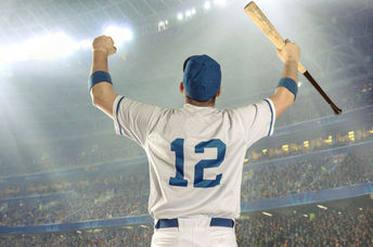 Baseball player just hit a home run.