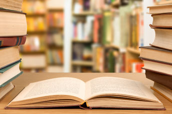 Books in the library.