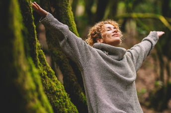 A woman enjoying nature.
