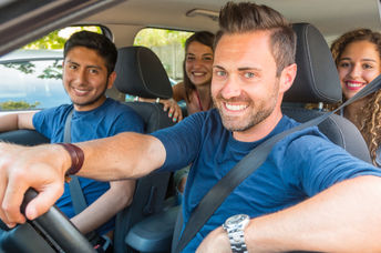People sharing a car ride.