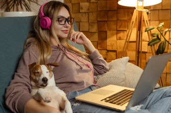 A girl watching a movie.