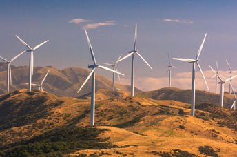 Wind turbines.