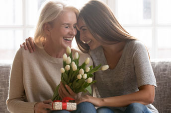 Young woman with her mother.