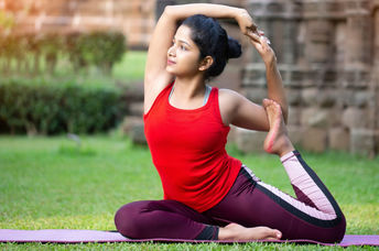 Yoga while the sun sets.