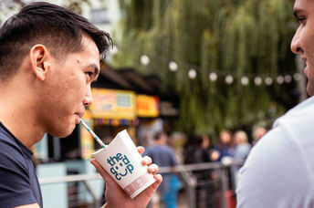 The new foldable coffee cup eliminates plastic lids.