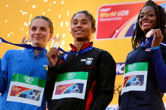 Medal winners for a 400 meter race.