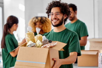 Volunteers at an emergency assistance program.