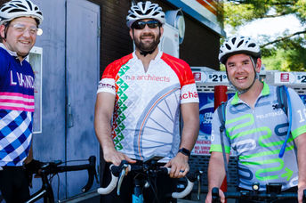 Cyclists on a completed portion to the Rail Trail.