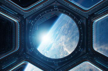 View of space through a porthole