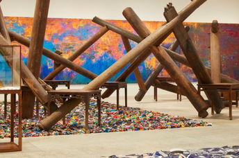 Woman viewing Water Lilies #1.